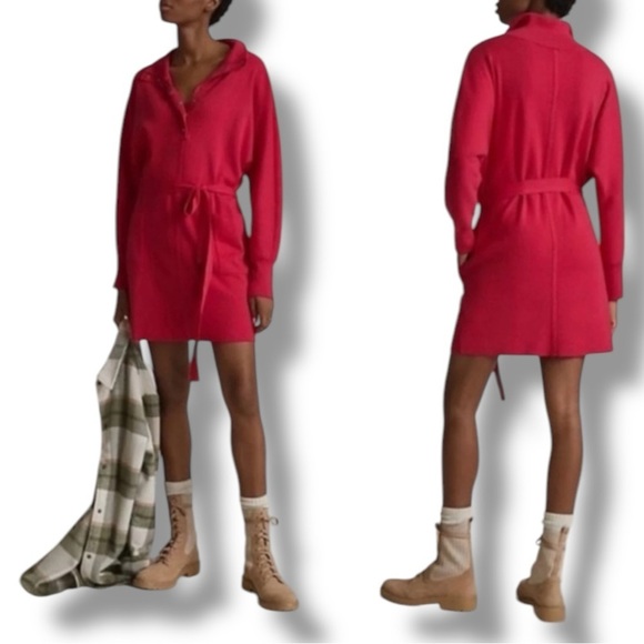 Anthropologie Dresses & Skirts - Anthropologie Daily Practice Pink Belted Oversized Sweater Dress Small
